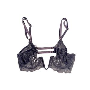GOOSEBERRY INTIMATES MY CRUSH PLUNGE BRA Gray Purple lace Adjustable‎ XS